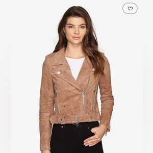 NWT Free People Blank NYC Tan Suede Moto Jacket size M